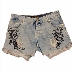 Frederika denim cutoff distressed shorts Grace